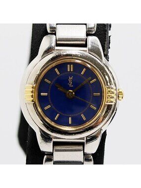 Saint Laurent Yves Quartz Blue Dial Watch